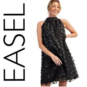 NEW Easel Black Sleeveless Halter Butterfly Dress